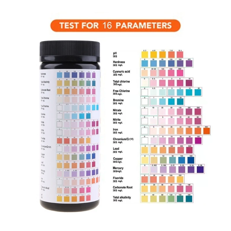 

Water Quality Test Strips Drinking Water Test Testing Strips for Hardness, Chlorine, Heavy Metals