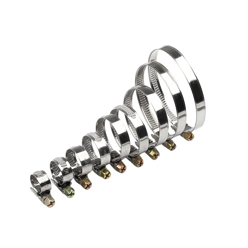 Pipe Clamps 20Pcs/set Stainless Steel Hoop Hose Clips Fuel Hose Worm Drive Durable Adjustable