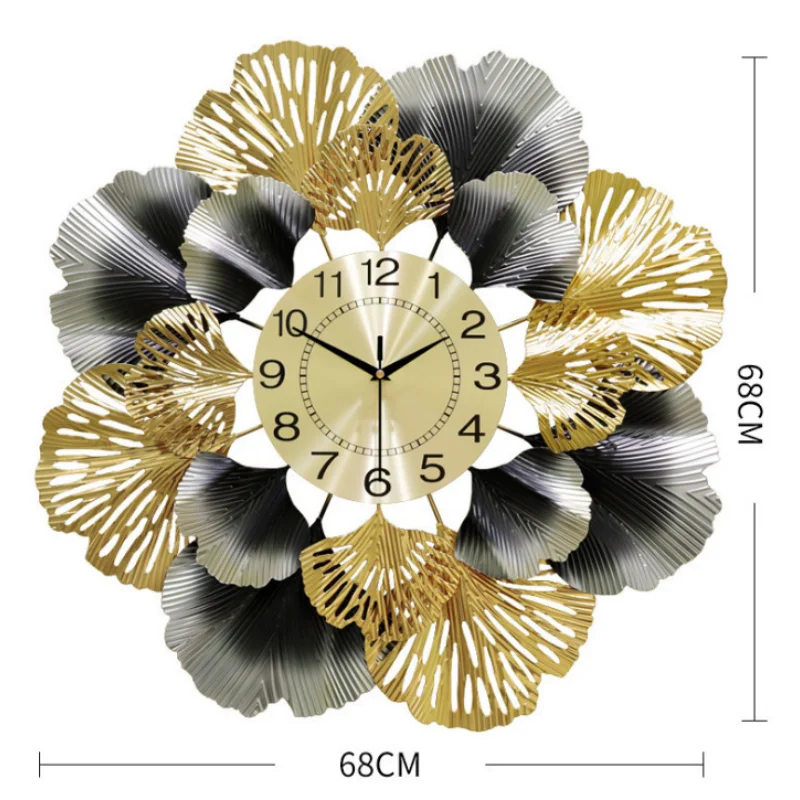 

Современные настенные часы из кованого железа, настенные часы с листьями гинкго, подвесные настенные украшения, набор часов, настенное украшение