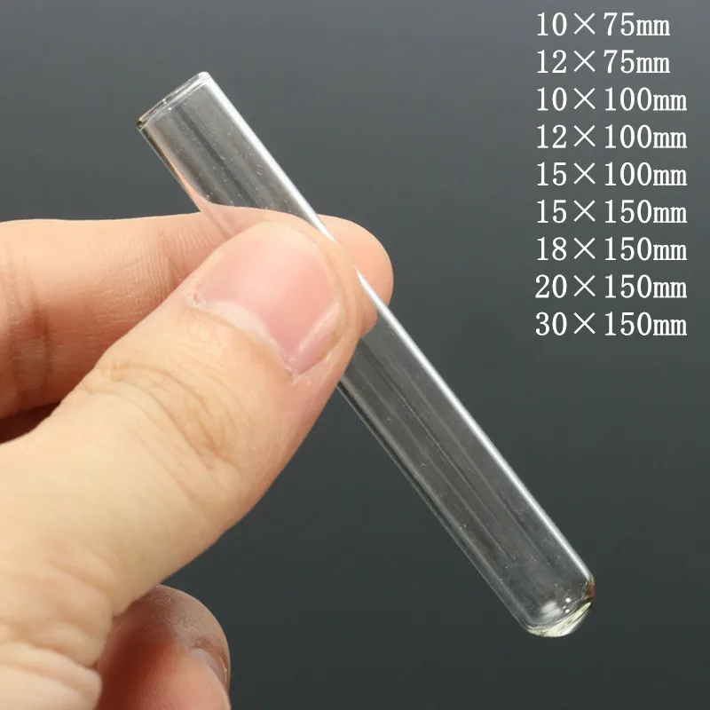 12pcs/lot Kinds of Glass Test Tubes with Round Bottom for School/Laboratory Glassware