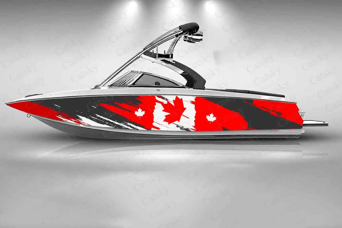 

Canadian Flag Printing Graffiti Boat Fashion Sticker Packaging Fish Ship Waterproof Custom Sticker Wrap Vinyl Decal Decoration