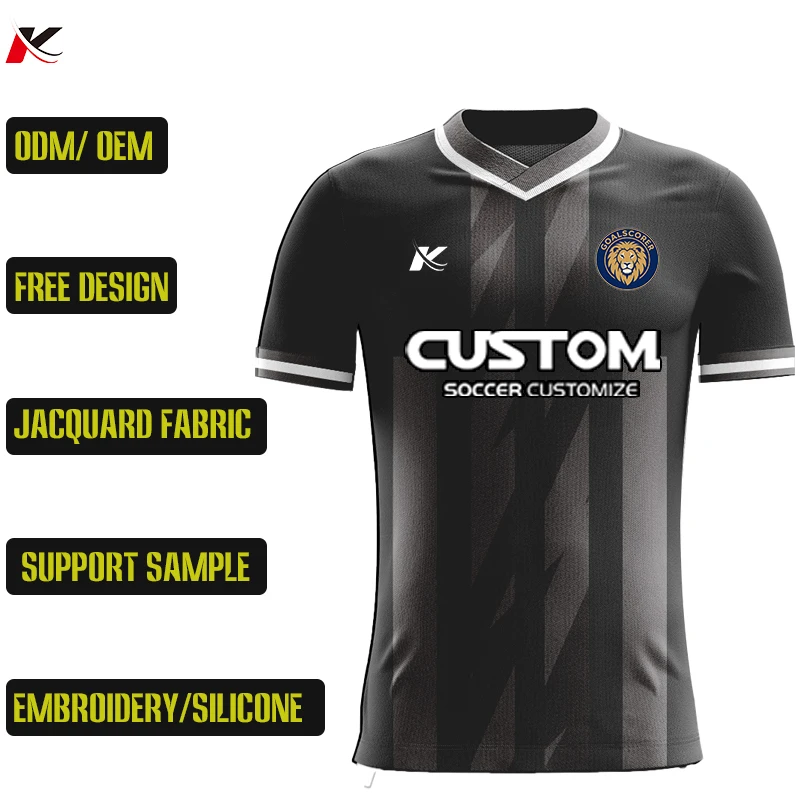 Chemise de football par sublimation en gros Kit d'uniformes de football pour hommes jacquard personnalisés Vêtements de sport d'entraînement avec logo brodé X5556 1 Chemise de football par sublimation en gros Kit d'uniformes de football pour hommes jacquard personnalisés Vêtements de sport d'entraînement avec logo brodé X5556 1