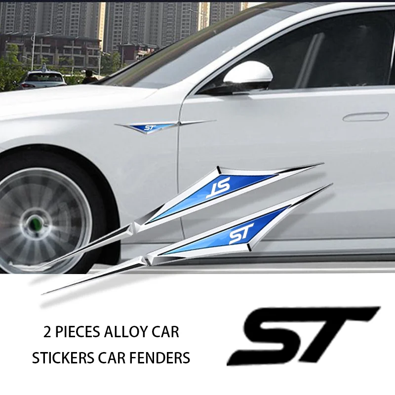 2 Pz/Car Body Metal Sticker Car Fender Side Blade Badge Per Ford Focus St Mondeo Fiesta Kuga Escape Explorer Fusion