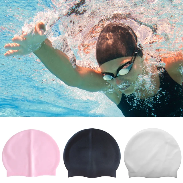 Elastic Silicone Waterproof Swim Cap Elastic Put on Easily