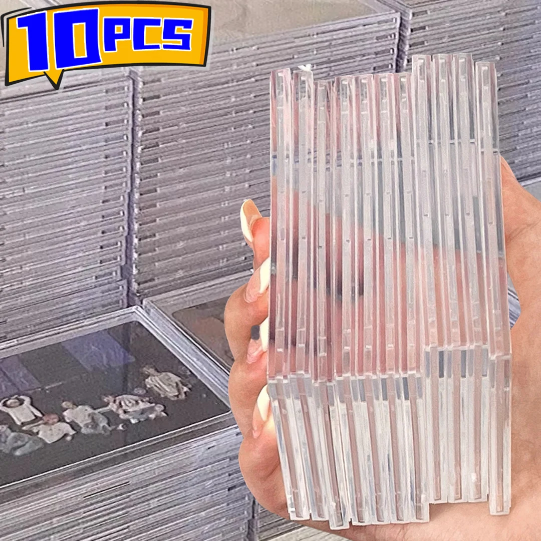 Acrylic Card Holder Clear Snap Type Gaming Sports Trading Card Display Case Kpop Idol Photo Protective Sleeves Not Magnetic