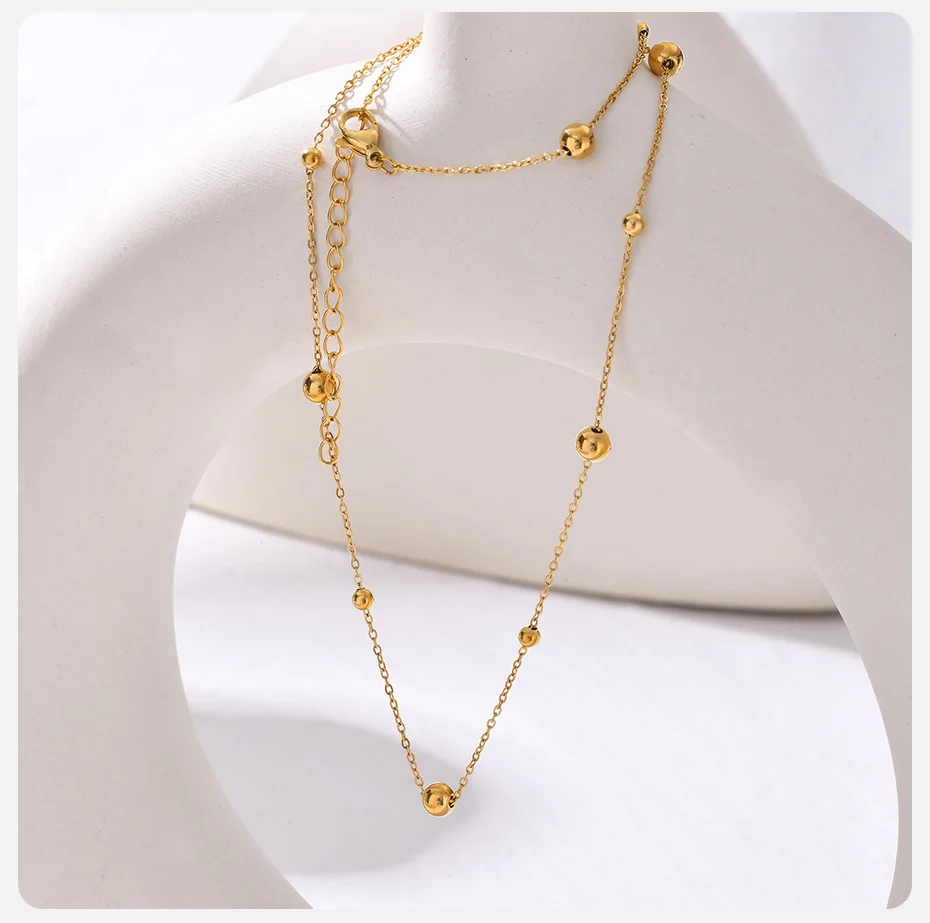Vnox zierliche Perlenketten-Halsketten für Frauen und Mädchen, vergoldetes Kabel-O-Links-Choker-Kragen – Detail 6