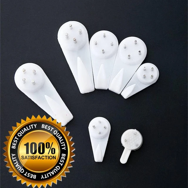 10pcs White Painting Photo Frame Hook Plastic Invisible Wall Hooks Mount  Photo Picture Nail Hook Hanger