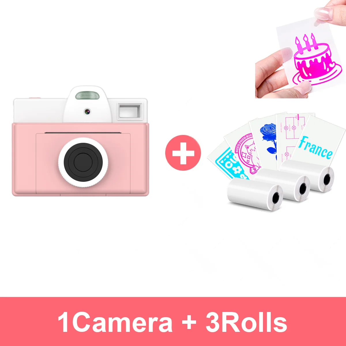 Mini Camera Instant Print - Single-Lens 1080P HD Video Cameras No-Screen Instant Camera for Photo Print Paper Christmas