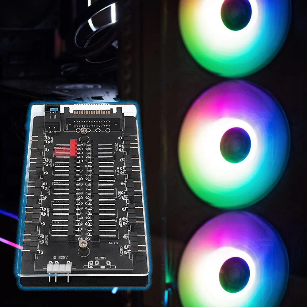 데스크탑 컴퓨터 PC용 RGB 선풍기 쿨러, 멀티 웨이 스플리터, 10/16 허브, ARGB 및 PWM 허브 쿨러 마스터, 4 핀 PWM 및 5V 3 핀 ARGB PC
