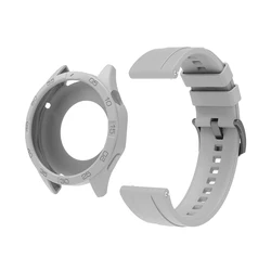 Premium Soft Silicone Watch Band with Protective Shell for Huawei Watch GT4 46mm (Gray Bundle)