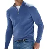 2024 Spring and Autumn New Men's Half Zipper V-neck Knitwear Men's Casual Pullover Sweater Polo 1