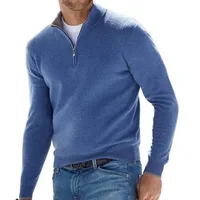 2024 Spring and Autumn New Men's Half Zipper V-neck Knitwear Men's Casual Pullover Sweater Polo 1