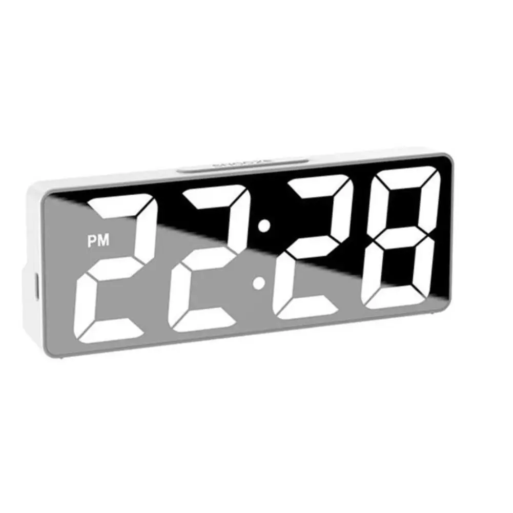 LED Mirror Digital Alarm Clock 12/24 Hours Adjustable Dimming Brightness Colorful Large Screen Desk Clocks Bedroom Decoration