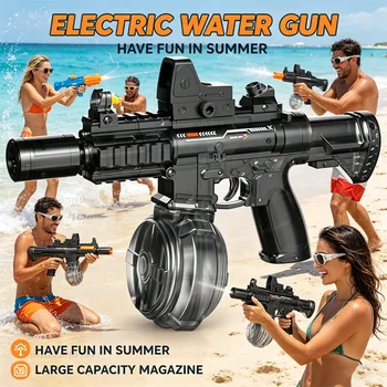 Pistole ad acqua elettriche per adulti, grande capacità, potente getto d'acqua, pistola ad acqua automatica, giochi estivi da spiaggia per ragazzi e bambini