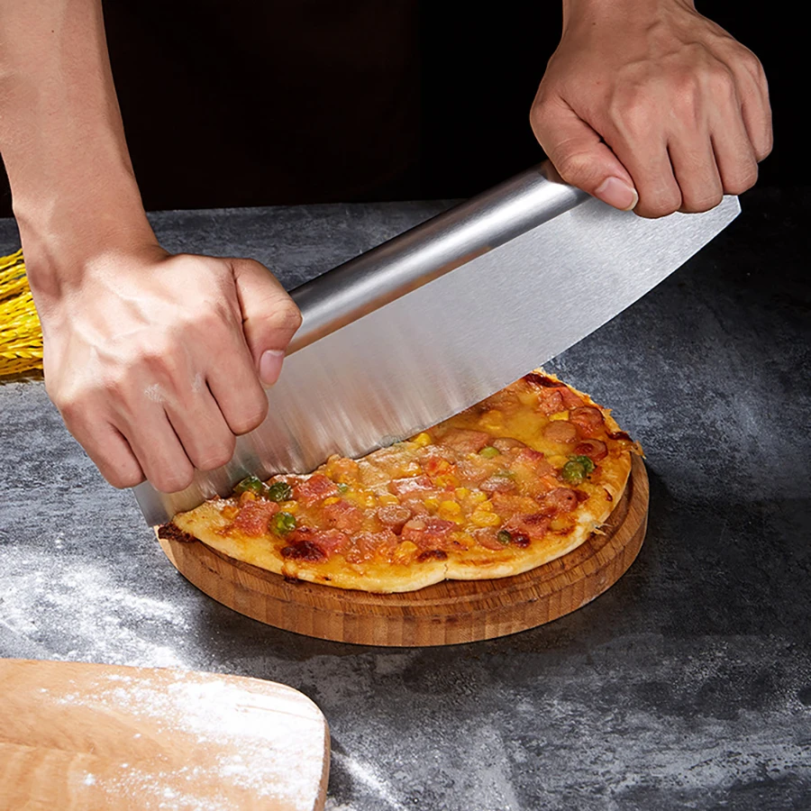 1PC stainless steel pizza shaker With knife sheath Multi-function pizza cutter Nougat cake curved dough hob spatula pizza cutter
