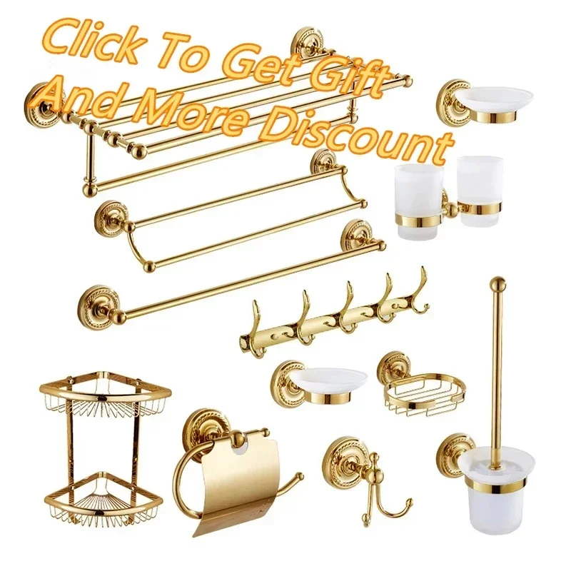 ZGRK Gold Bathroom Accessories Bath Brass Soap Dish Set Toilet Life Bathroom Rack Paper Holder Appliance