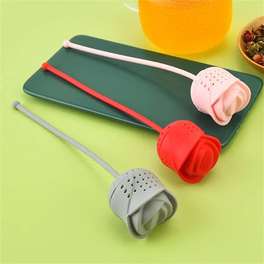 1/2/4PCS Silicone Tea Infuser Teapot Tray Spice Tea Strainer Rose Leaf Shape Detachable Herbal Filter Teaware Accessories