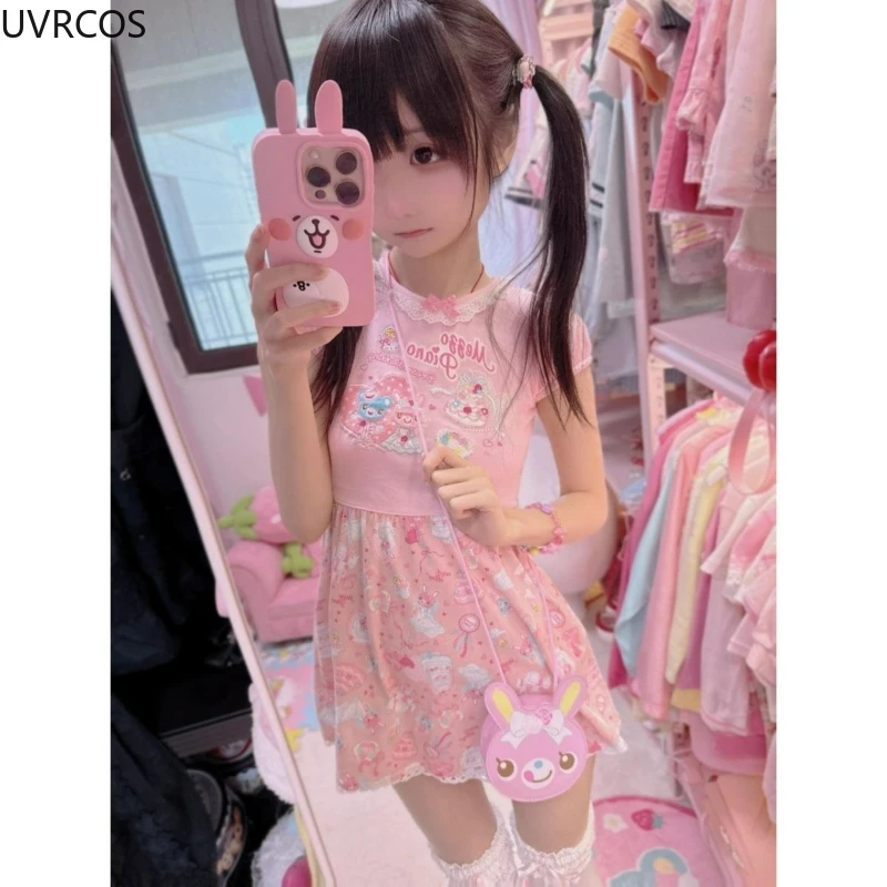 Japanese Kawaii Lolita Dress - Rabbit Print Anime Harajuku Style, One Size - View #5