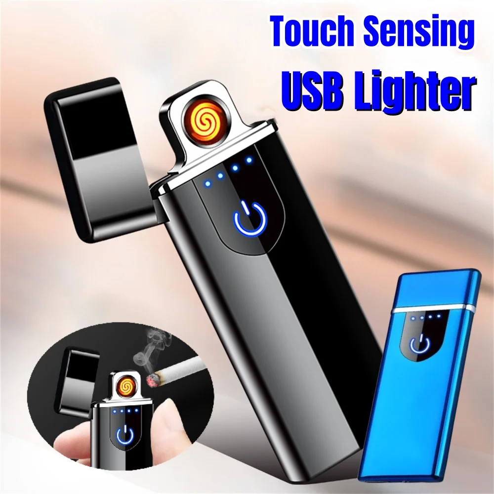 Description Picture 3 of itemMetal Electric USB Lighter Windproof Arc Cigarette Lighter Rechargeable Smoking Accessories Touch Lighters Does Not Contain Gas