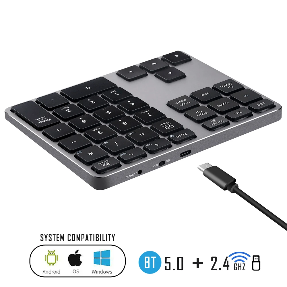 verachten Daarom Onrechtvaardig Aluminium Wireless Numeriek Toetsenbord, 2.4G Nummer Pad 35 Toetsen  Financial Accounting Oplaadbare Nummer Toetsenbord Voor Laptop Pc| | -  AliExpress