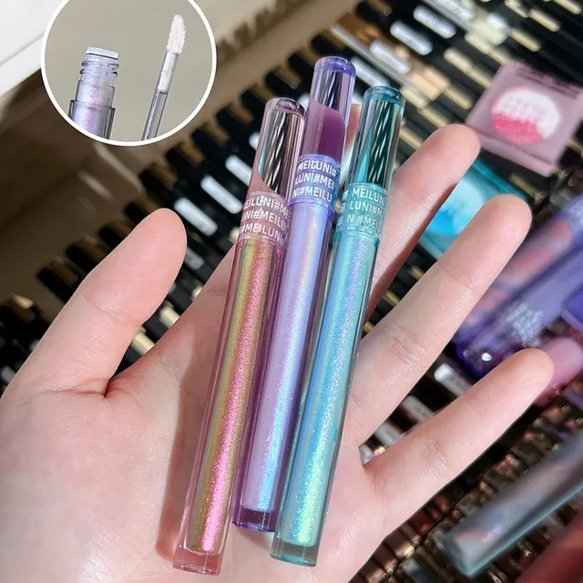 Glitter Chameleon Eye Makeup Multichrome Shimmer Eyeshadow Duochrome Stick Shine Chrome Highlighter Pen Party Luminous Cosmetics