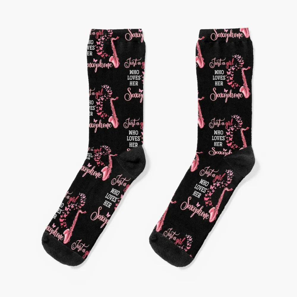 Just A Girl Who Loves Her Saxophone Socks Christmas Socks fine line harry socks christmas gift short girl s socks men s