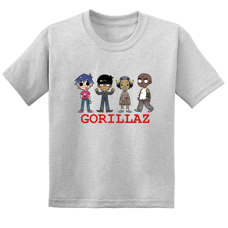 Hot Sale Gorillaz Rock Band ChakaKhan Noodle Print Fashion Kids T-shirt  Baby Boys Girls Clothes Summer Children Cotton T shirt