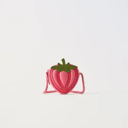 Adorable Strawberry - Shaped Crossbody Bag for Kids - Mini Silicone Shoulder Bag with Rope Strap (A)