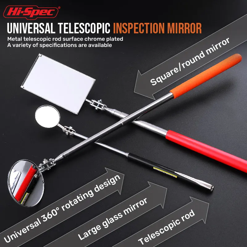 thumbnail image 2 of Car Inspection Mirror With Telescopic Handle, Foldable Retractable Round Telescopic Mirror, Universal Car Repair Inspection Mirror, Stainless Steel 2 of 11