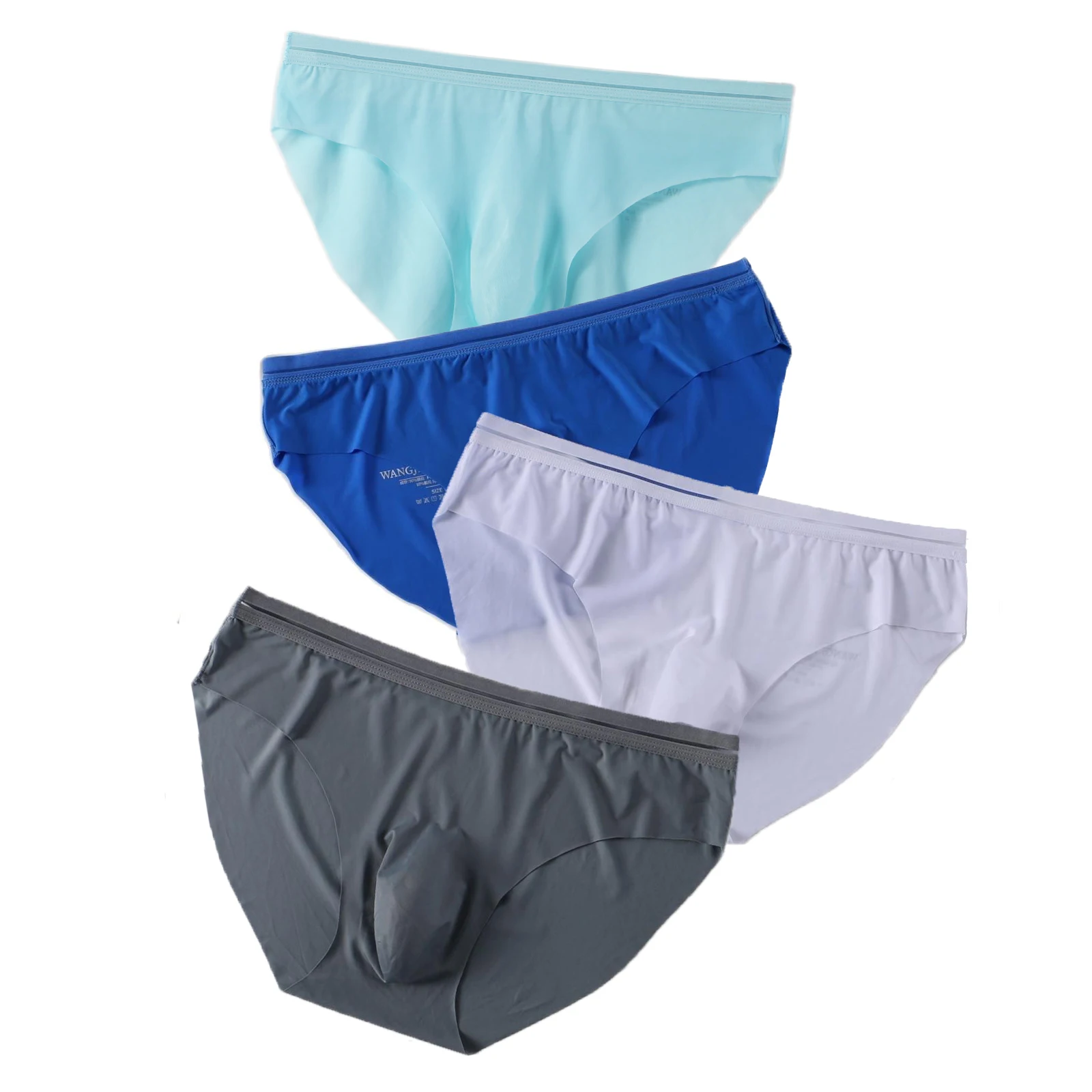 

4pcs Mens Underwear Briefs Ultra-Thin Ice Silk Panties Sexy Sheer See-through Cueca Low Rise Male Underpants Plus Size