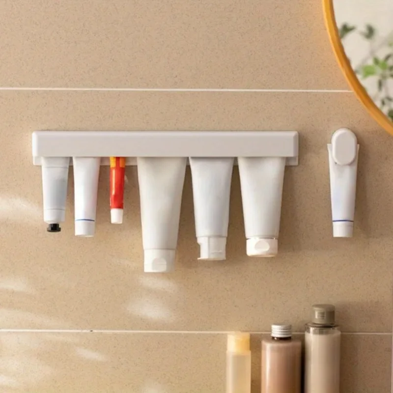 Wall Mounted Toothbrush and Toothpaste Holder Durable Sticky Plastic Organizer for Bathroom Toothbrush Holder