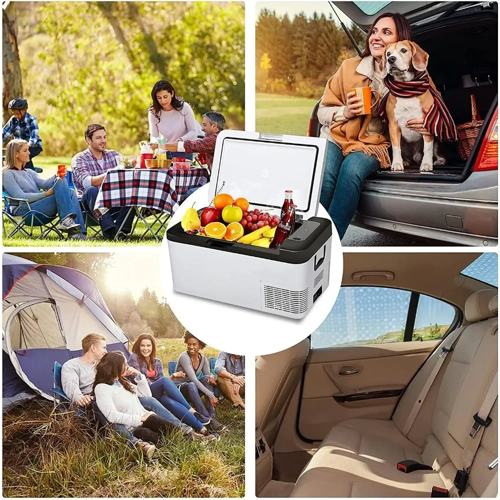 12 volt car refrigerator portable freezer electric cooler (-4 &deg; F-68 &deg; F) with 12/24V DC and 110V AC power cords