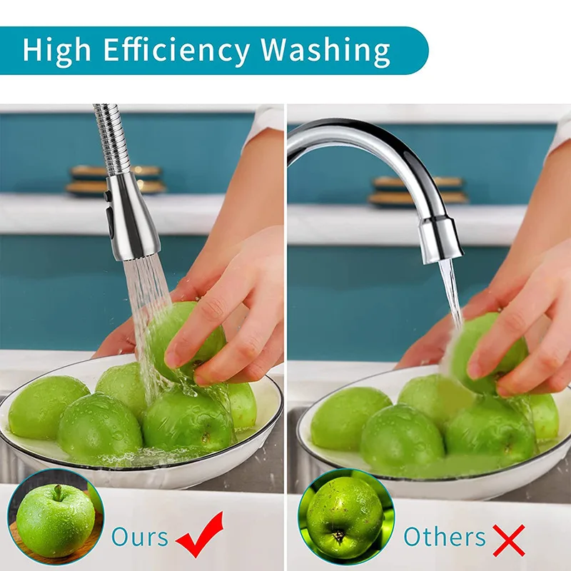 Description Picture 6 of item2 Modes Sink Nozzle G12 Plating Nozzle pull out Faucet Aerator Kitchen Basin Water saving Faucet Filter Replaceable Mixer Spraye