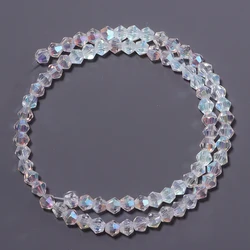 4mm Rainbow Bicone Crystal Beads - Faceted AB Color Sparkling Glass - 4mm approx 72pcs (White)