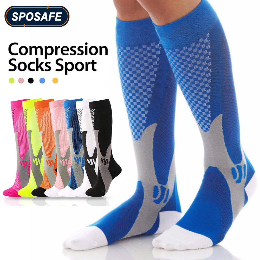 

1Pair Compression High Stocking Calf Circulation Long Sock 20-30Mmhg for Nurse Travel Running Cycling Football Basketbal