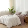 MooMee Bedding Sheet Set 100% Washed Cotton Linen Like Textured Breathable Durable Soft Comfy (Mauve Brown, King) 6