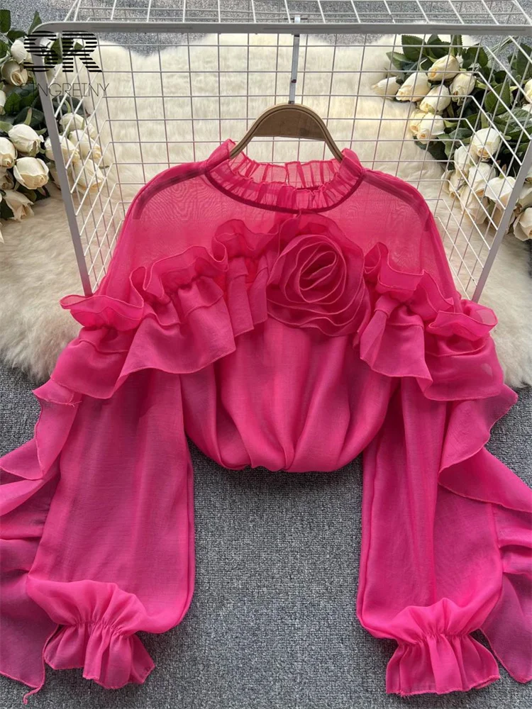 【値下げ】laubeblanc Ruffle chiffon Blouse Ruffle chiffon Blouse – L'AUBE BLANC