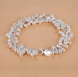 Elegant 925 Sterling Silver Beaded Romance Chain Bracelet for Women - Perfect for Fashion, Engagement, Party, or Wedding Jewelry Gift (AB034 S)