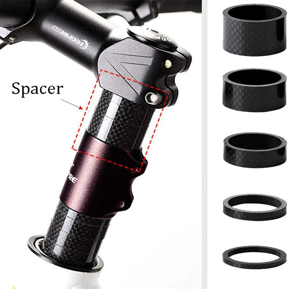 

5pcs Bicycle Stem Washer Carbon Fiber 3/5/10/15/20mm MTB Road Bike Fork Gaskets Stem Spacer Raise Handlebar Ring Cycling Parts