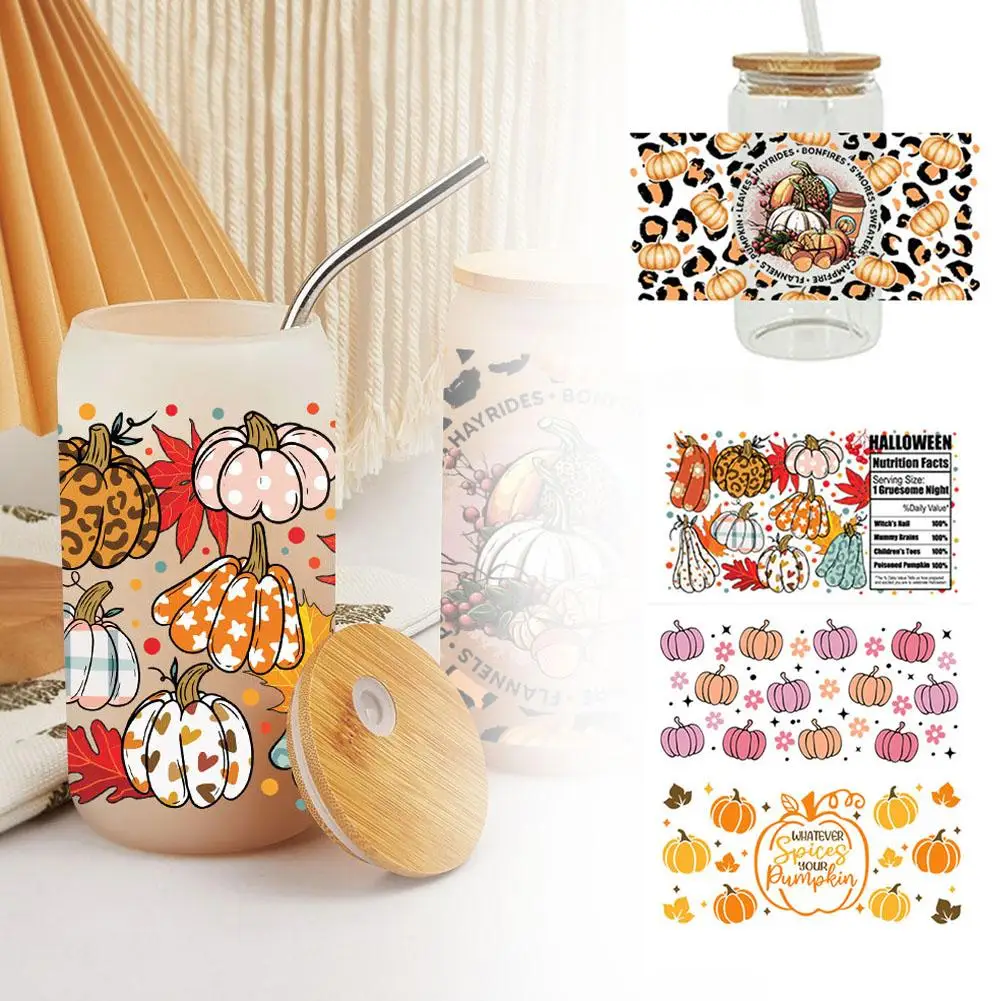 

3D UV DTF Transfers Stickers 16oz Cup Wraps Christmas And Halloween Printed For DIY Glass Ceramic Metal Leather O2V7