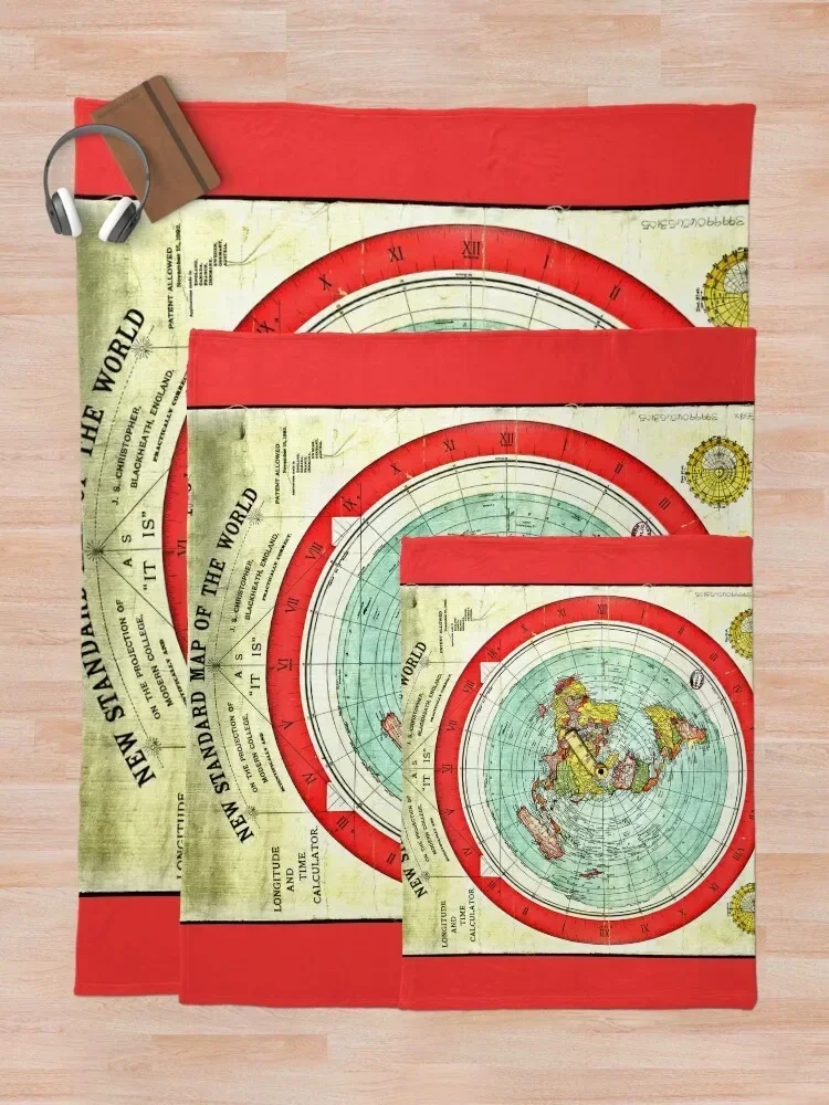 Gleason 1892 Flat Earth Map | Research Flat Earth Throw Blanket Furrys valentine gift ideas Sofa Throw Blankets 5