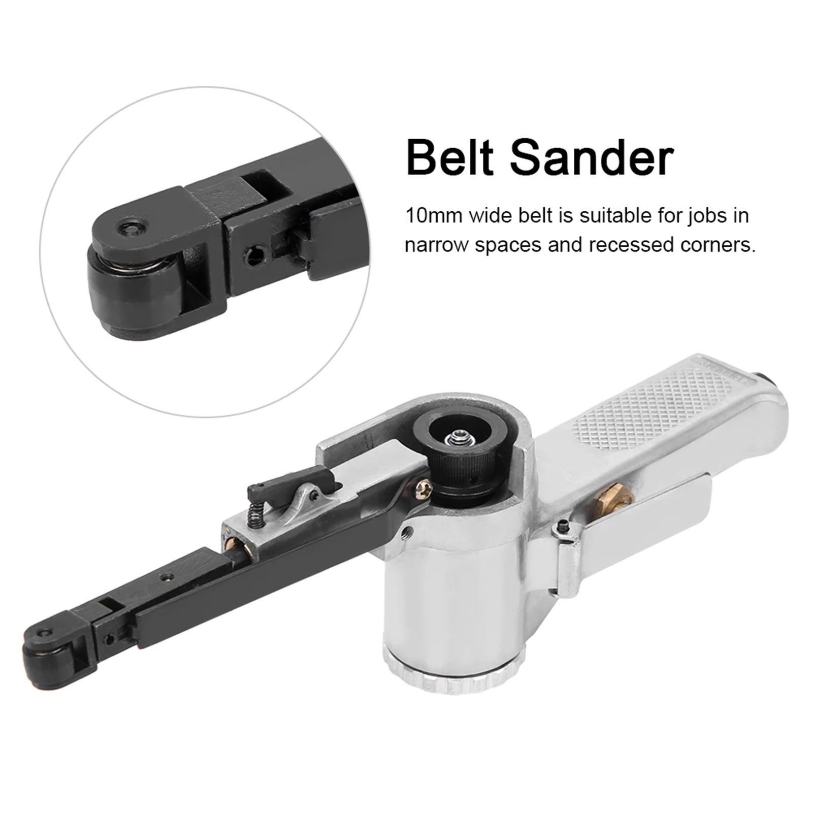 10mm Pneumatic Belt Sander Air Grinding Polishing Machine for Furniture Wood Glass Metal 3/8in Air Polisher Pneumatic Grinder 6