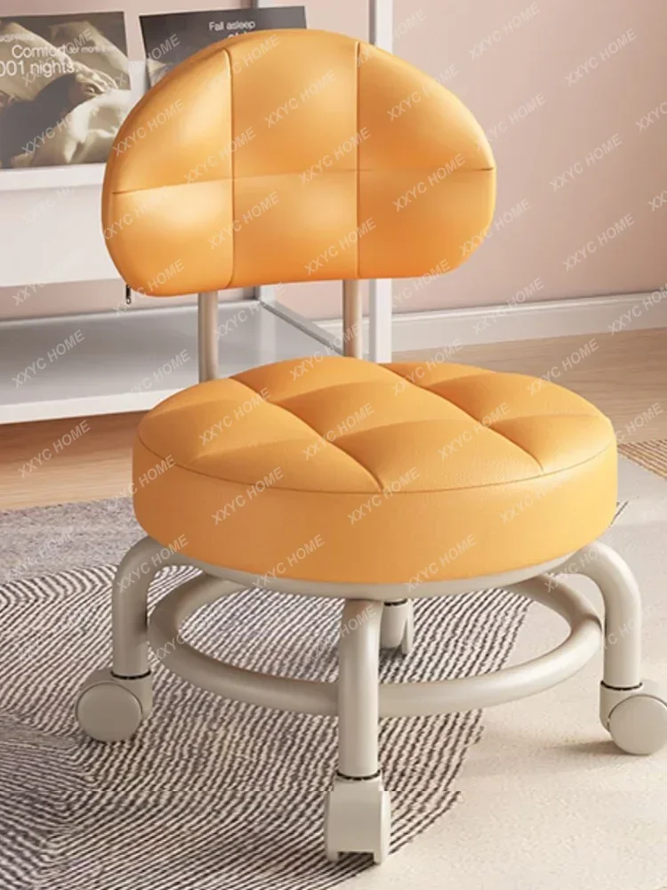 Backrest Pulley Changing Shoes Round Stool Pedicure Chair Work Low Stool Office Footstool Floor Cleaning Stools Salon Furniture