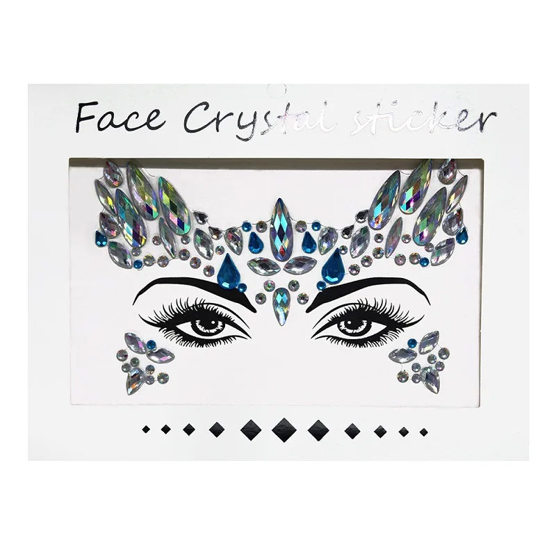 3D Rhinestone Bright Face stickers for festival Glitter Makeup Jewelry Sticker on Face crystals Gems jewels diamonds decoration 4