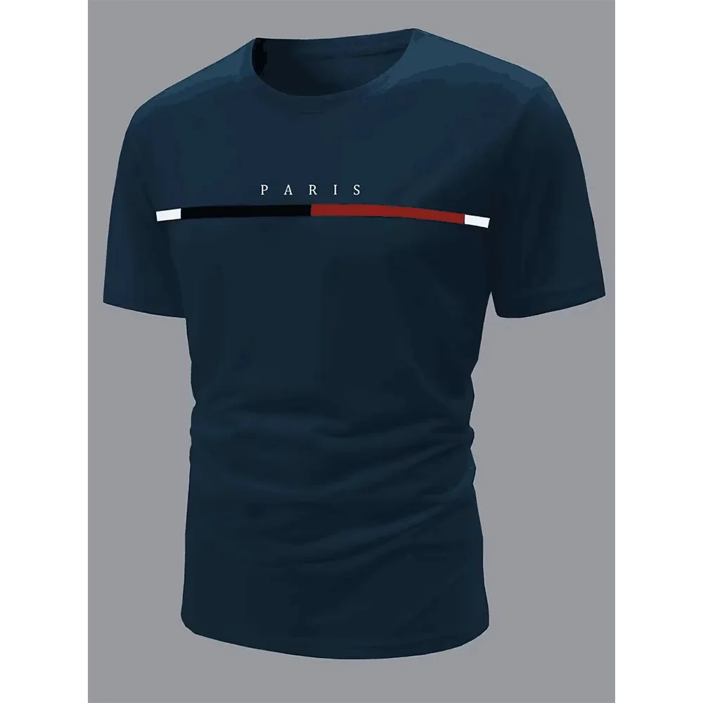 Men T-shirt Paris Theme Pattern Print Men's Comfortable T-shirt Pattern T-shirt Men's Summer Wear Men's Clothing