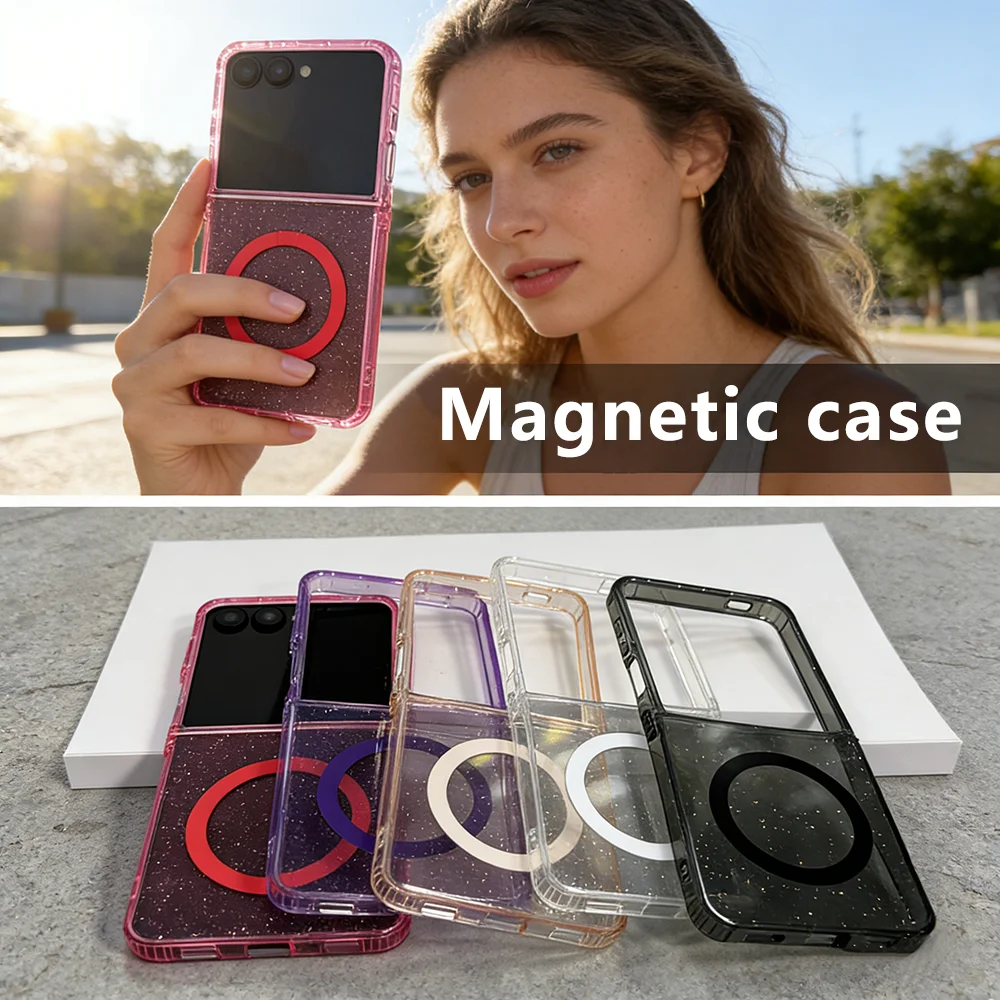 Starry Transparent Glitter Magnetic Phone Case with Multi-Color Options