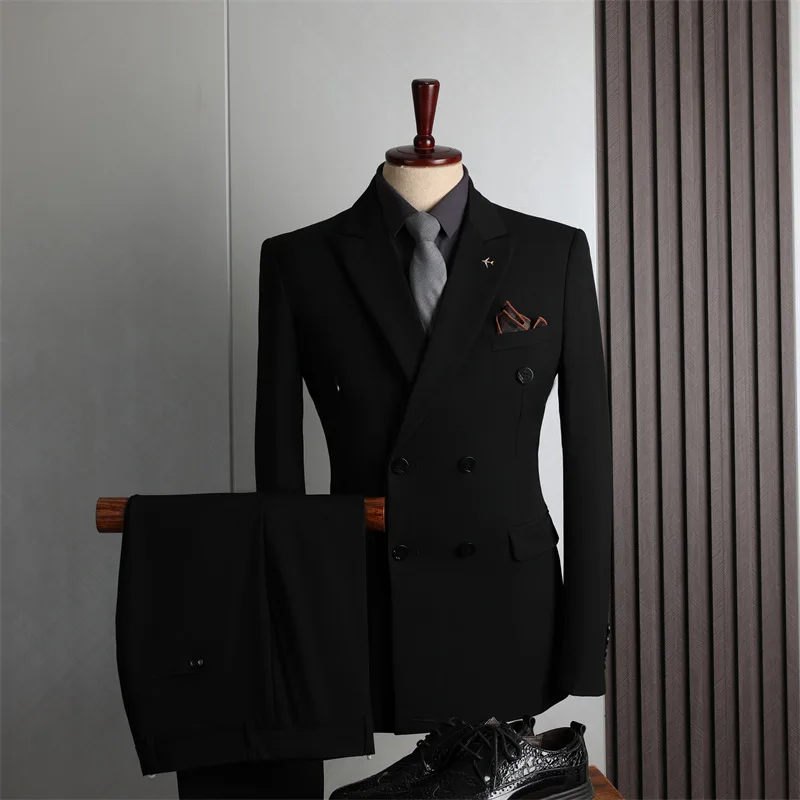 Tailor-made Suits for Men 2 Pieces Suits Man Blazer Jacket and Pants Double Breasted Business Casual Fashion Korean Clothing