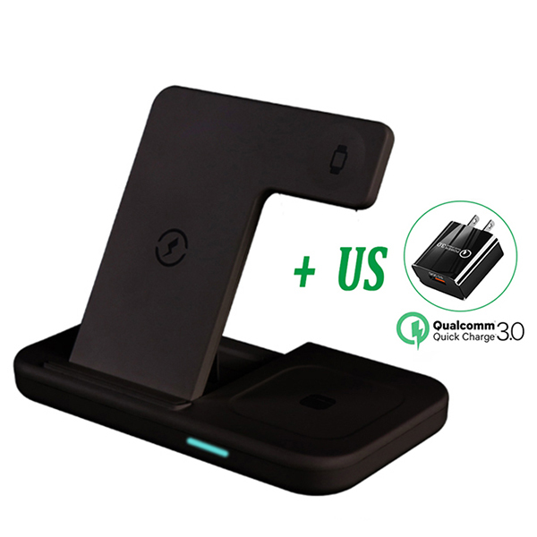 Wireless Charger 3 In 1 Qi Fast Charging Holder Stand For iPhone 13 12 11 Pro iWatch Airpods pro 8 Samsung S21 S20 Xiaomi LG
