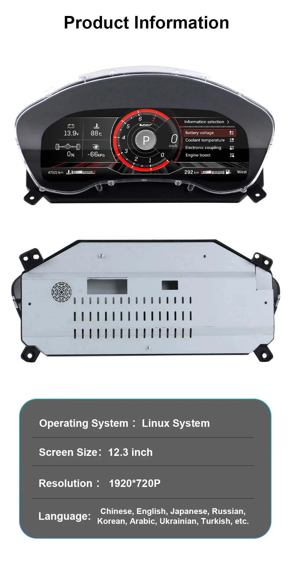 Digital Instrument Cluster For Cadillac SRX 2013-2015 Wireless CarPlay Speedomet