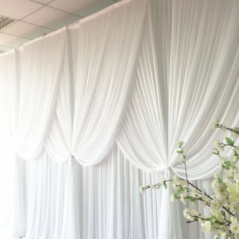 

Hot New Design Arriaval White Backdrop Nomantic Drapes For 3mx6m Curtain Wedding Event Party Decoration